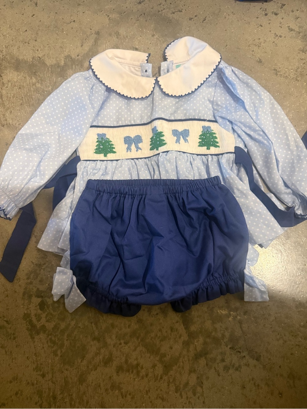 Blue Dot Smocked Two-Piece Kids Matching Set